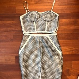 Jonathan Simkhai matching silver top and skirt